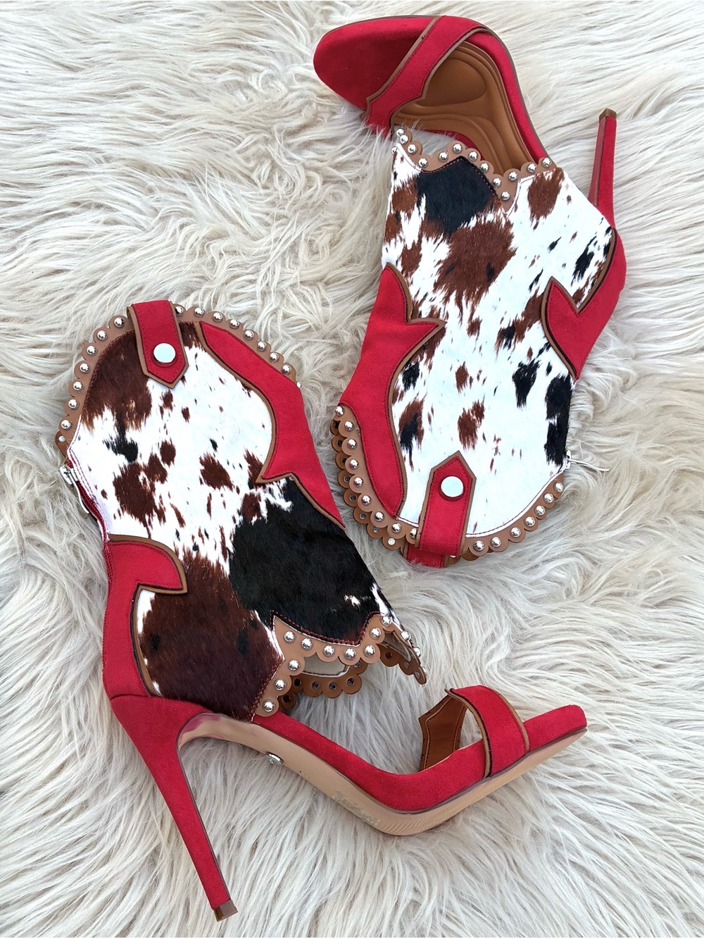 Azalea Wang NWOT Tahlie Cow Multi Western Gladiator Sandals Sz 8.5